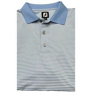 Footjoy Men’s Golf Short Sleeve Blue Striped Pattern Polo Size Large Very Nice